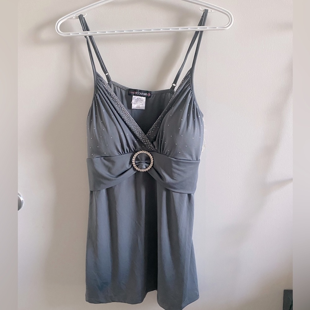 Y2K bustier tank!! Beautifully sparkles with a tint of navy blue